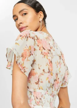 bonprix bonprix Vestido midi blanco con flores
