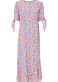 bonprix bonprix Vestido midi violeta claro/narajna suave con flores New
