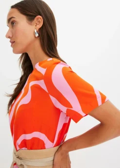 bonprix bonprix Vestido midi naranja-rosa caliente Online