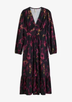 bonprix bonprix Vestido midi negro-purpúra Hot