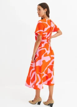 bonprix bonprix Vestido midi naranja-rosa caliente Hot