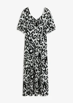 bonprix bonprix Vestido midi Negro-blanco lana Hot
