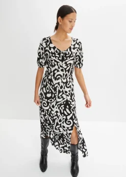 bonprix bonprix Vestido midi Negro-blanco lana Hot