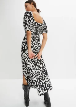 bonprix bonprix Vestido midi Negro-blanco lana Hot
