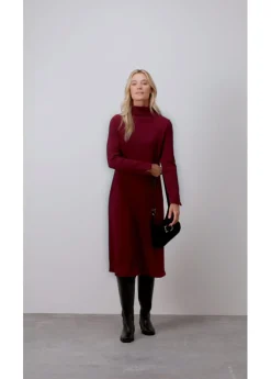 bonprix bonprix Vestido midi acampanado Rojo rubí Sale
