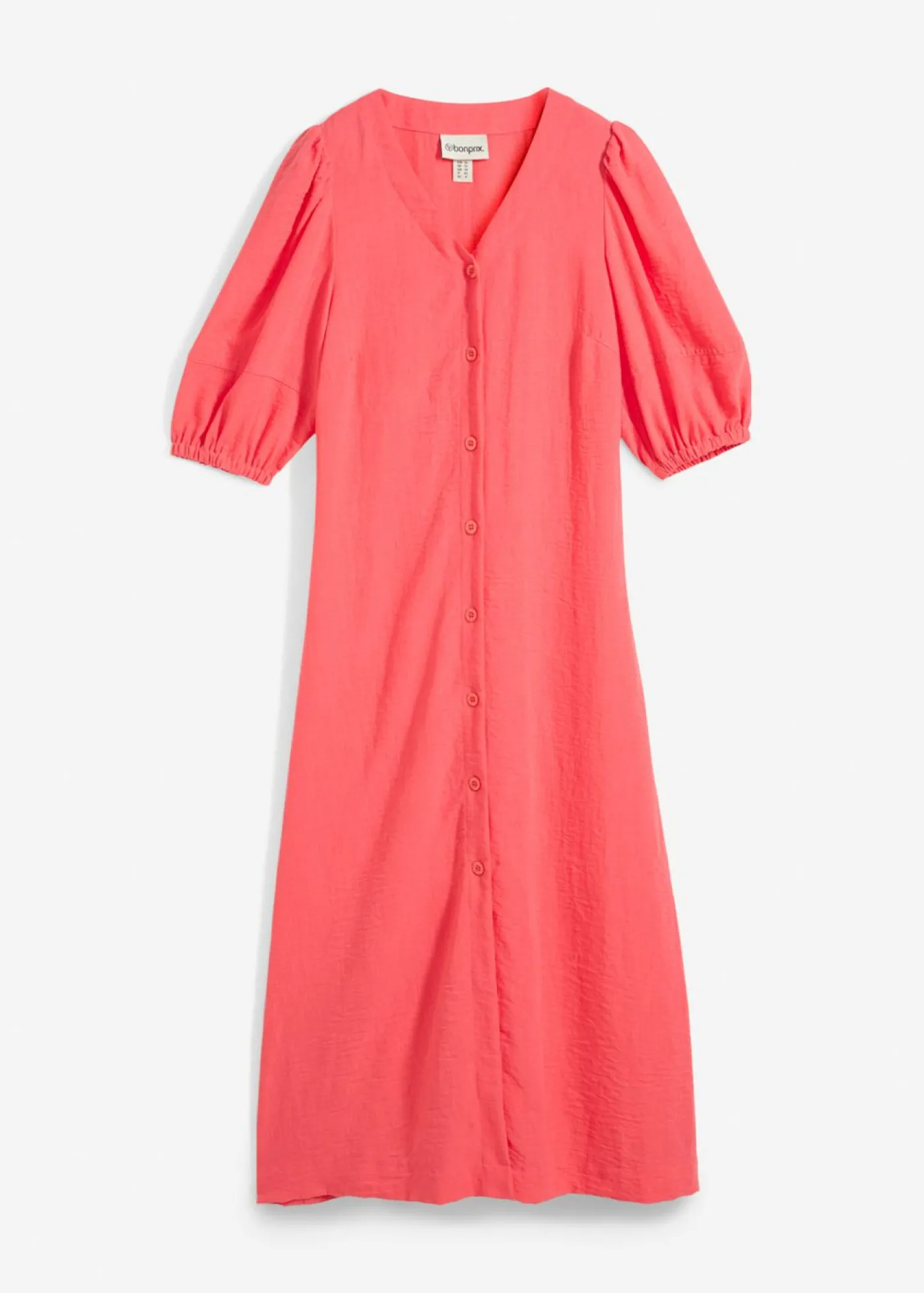 bonprix bonprix Vestido midi acampanado con mangas abullonadas rosa paraíso New
