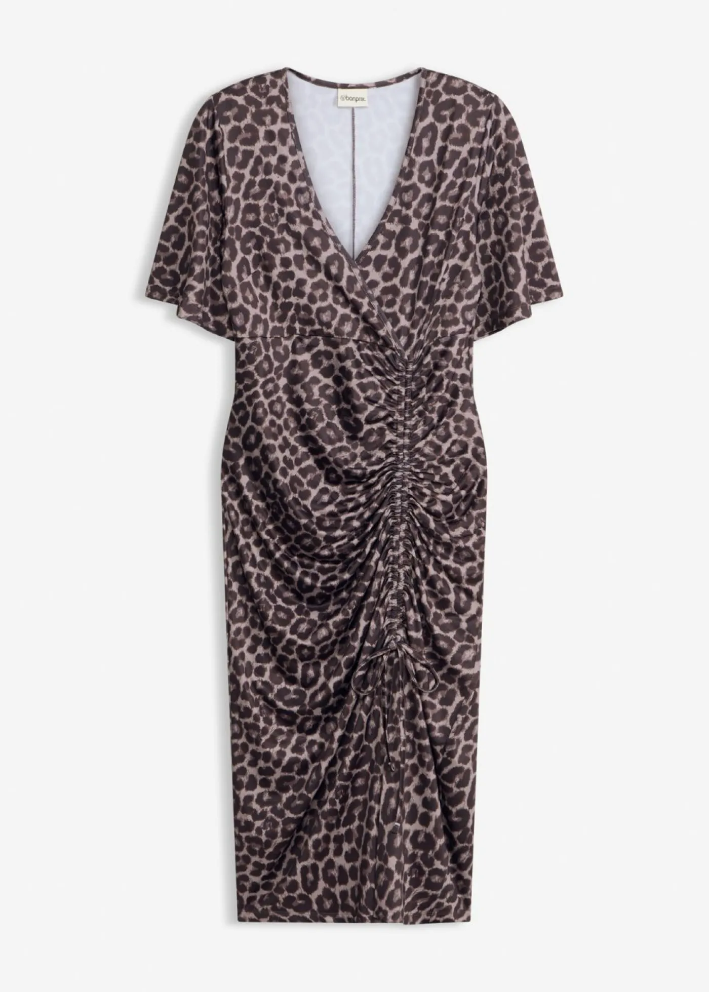 bonprix bonprix Vestido midi ajustado Marrón-negro con estampado de leopardo Best