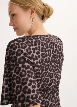 bonprix bonprix Vestido midi ajustado Marrón-negro con estampado de leopardo Best