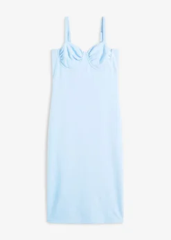 bonprix bonprix Vestido midi con ajuste favorecedor Azul claro Clearance
