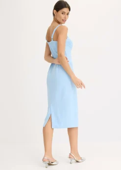 bonprix bonprix Vestido midi con ajuste favorecedor Azul claro Clearance