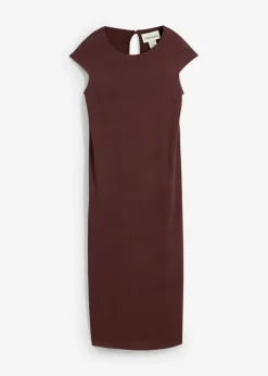 bonprix bonprix Vestido midi con aspecto de punto Marrón tierra Outlet
