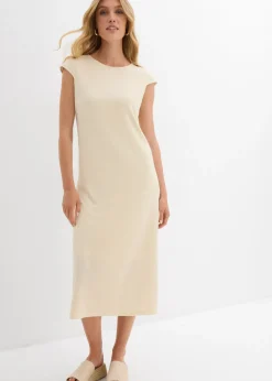 bonprix bonprix Vestido midi con aspecto de punto Crudo Online