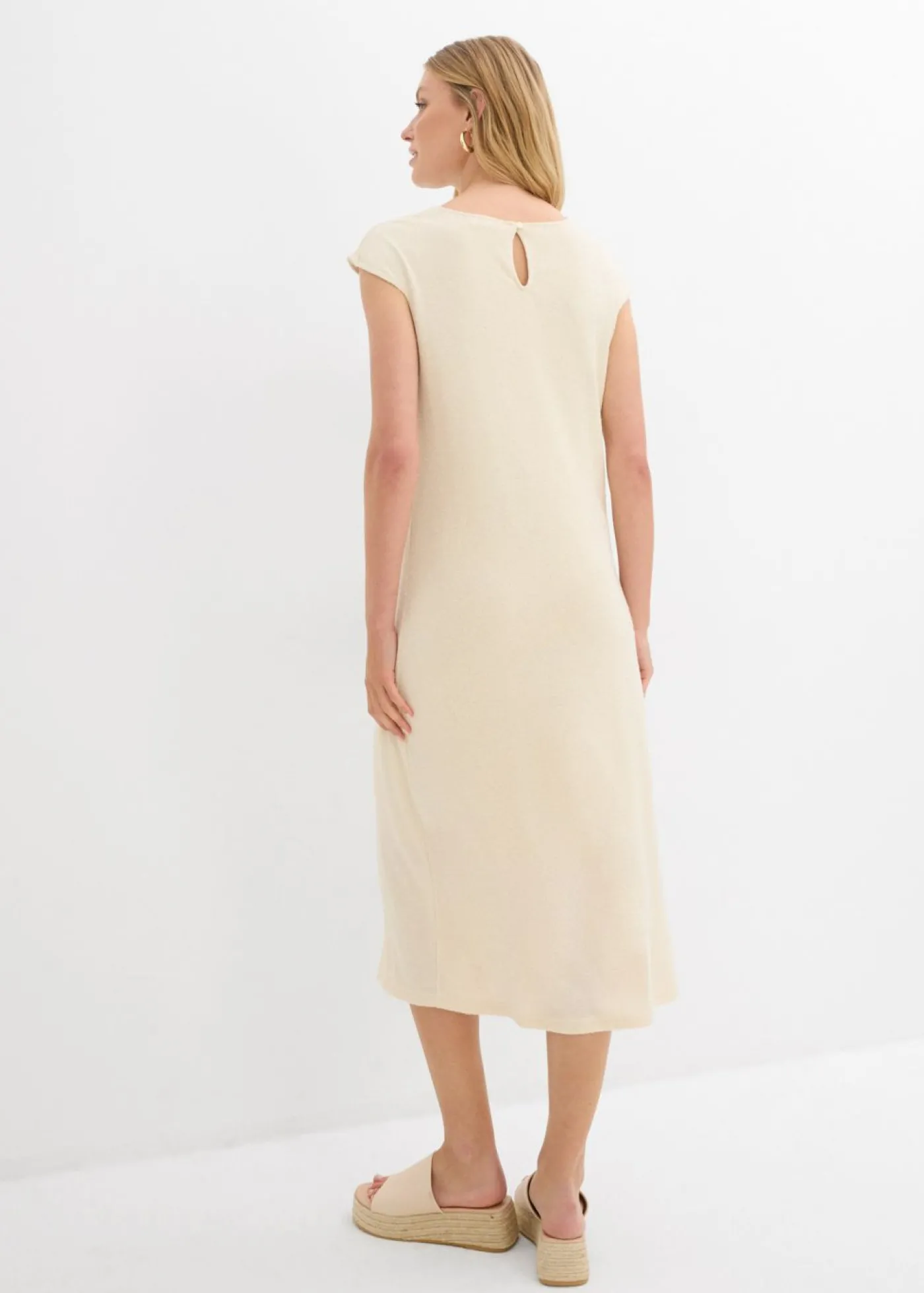 bonprix bonprix Vestido midi con aspecto de punto Crudo Online