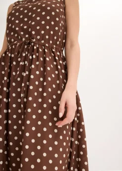 bonprix bonprix Vestido midi con cordón marrón claro/beige arena topos Sale