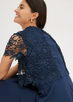 bonprix bonprix Vestido midi con encaje Azul marino Outlet