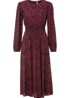 bonprix bonprix Vestido midi con estampado de flores Rojo castaño/negro de flores