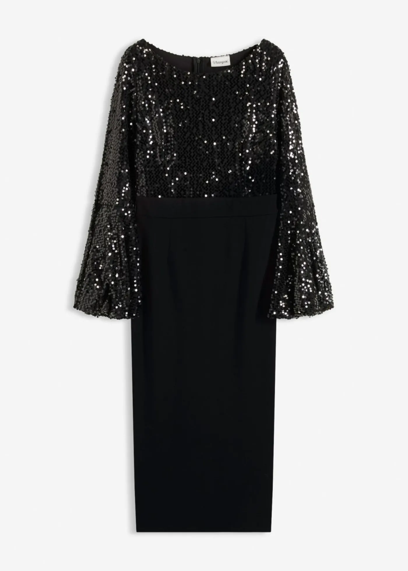 bonprix bonprix Vestido midi con lentejuelas Negro Discount