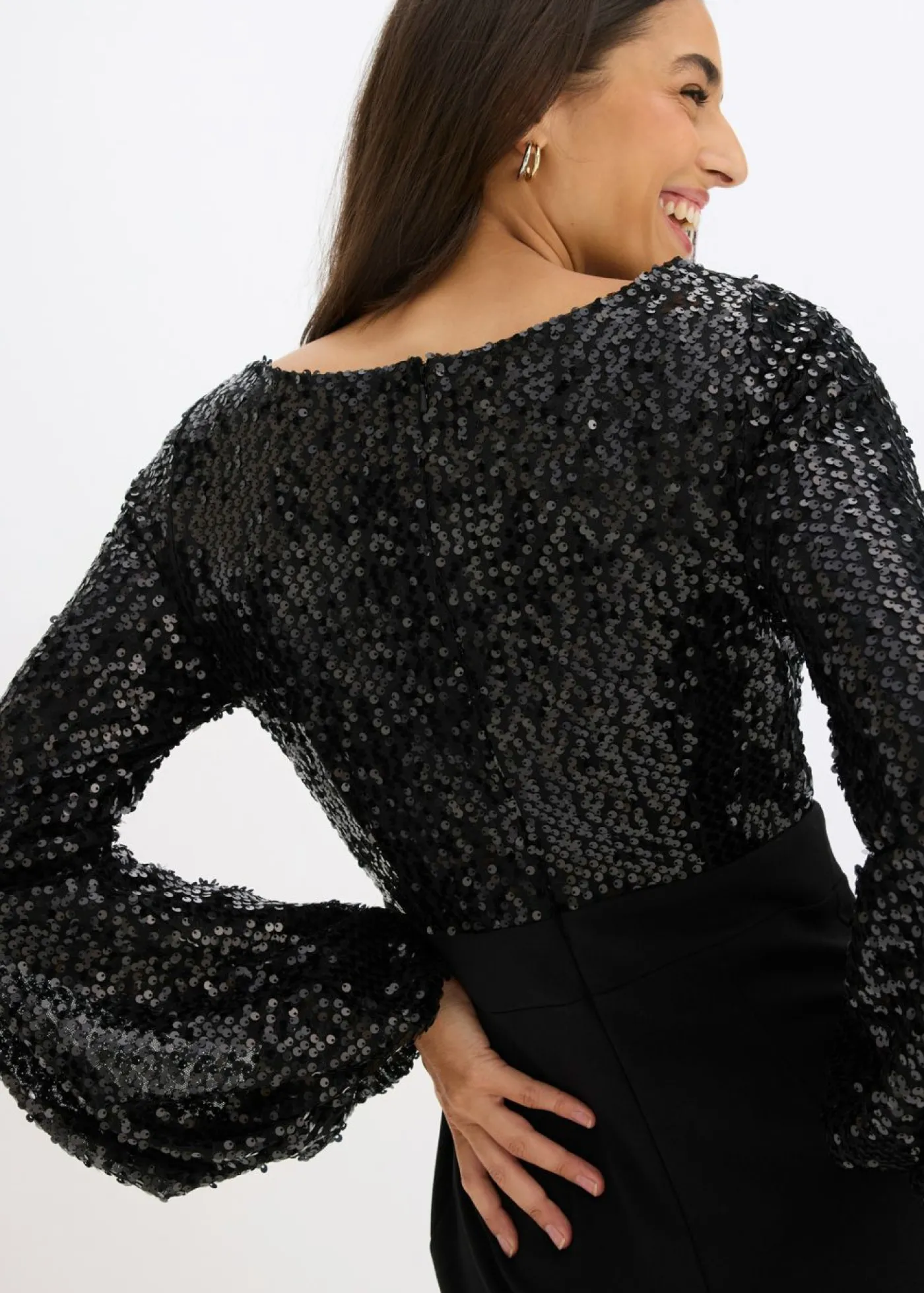 bonprix bonprix Vestido midi con lentejuelas Negro Discount