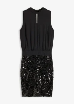 bonprix bonprix Vestido midi con lentejuelas Negro New