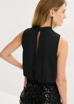 bonprix bonprix Vestido midi con lentejuelas Negro New