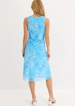 bonprix bonprix Vestido midi con malla Azul pálido estampado Hot