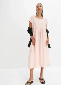 bonprix bonprix Vestido midi de algodón orgánico puro rosa pastel Discount