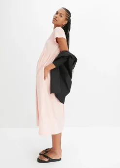 bonprix bonprix Vestido midi de algodón orgánico puro rosa pastel Discount