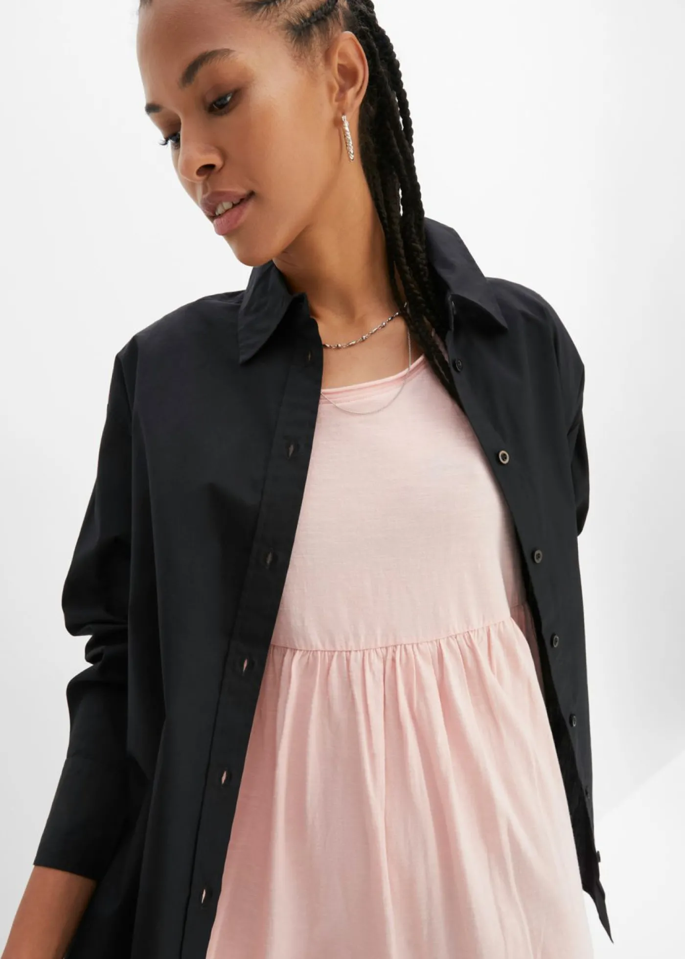 bonprix bonprix Vestido midi de algodón orgánico puro rosa pastel Discount