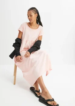 bonprix bonprix Vestido midi de algodón orgánico puro rosa pastel Discount