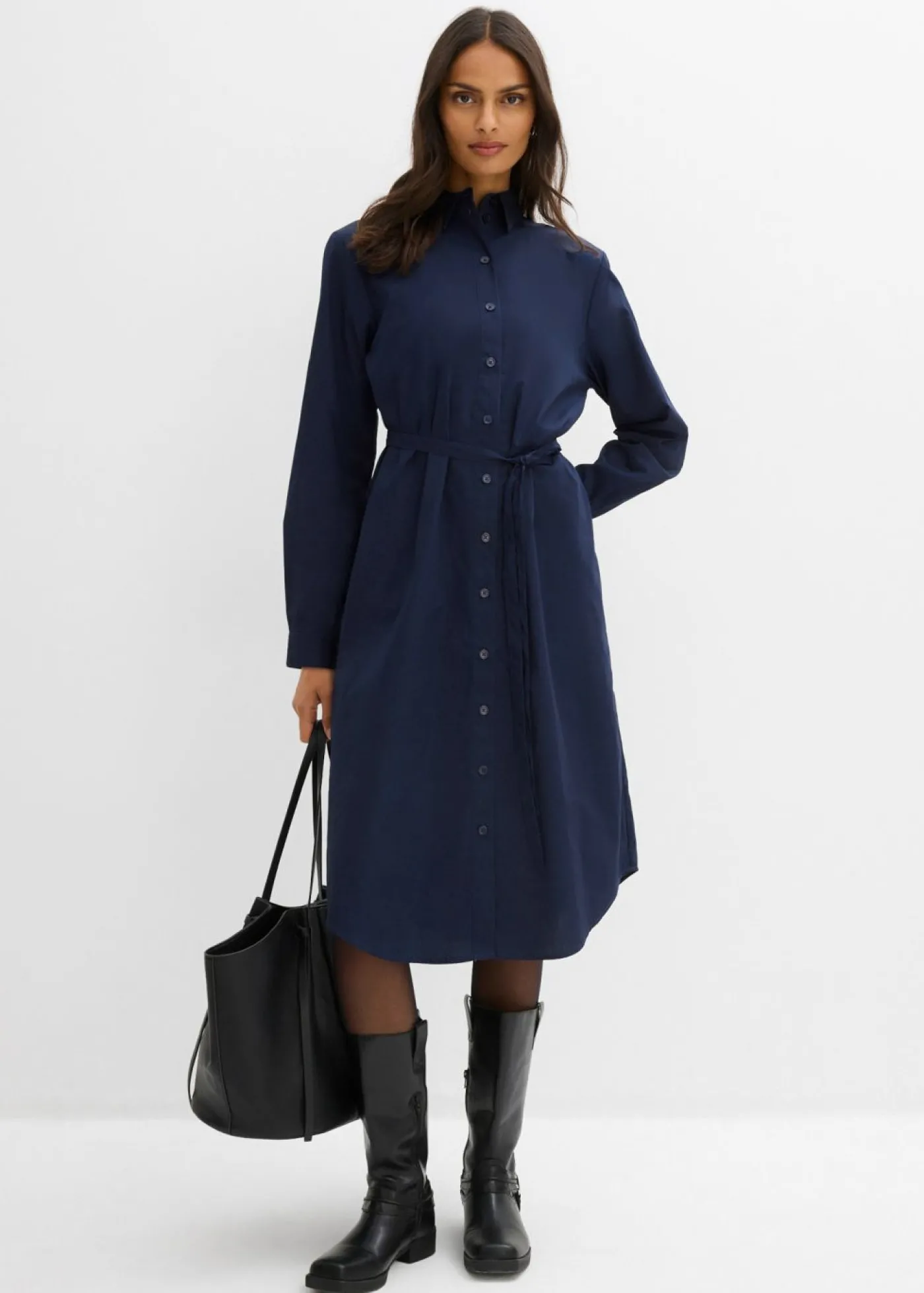 bonprix bonprix Vestido midi de algodón orgánico puro Azul marino Sale