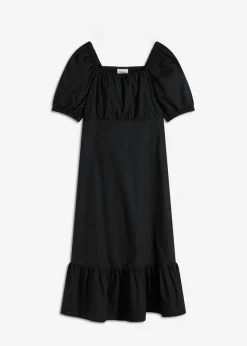 bonprix bonprix Vestido midi de algodón orgánico puro Negro Outlet