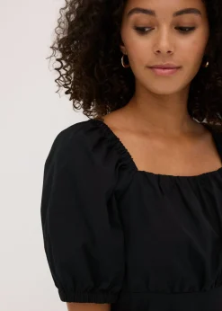 bonprix bonprix Vestido midi de algodón orgánico puro Negro Outlet