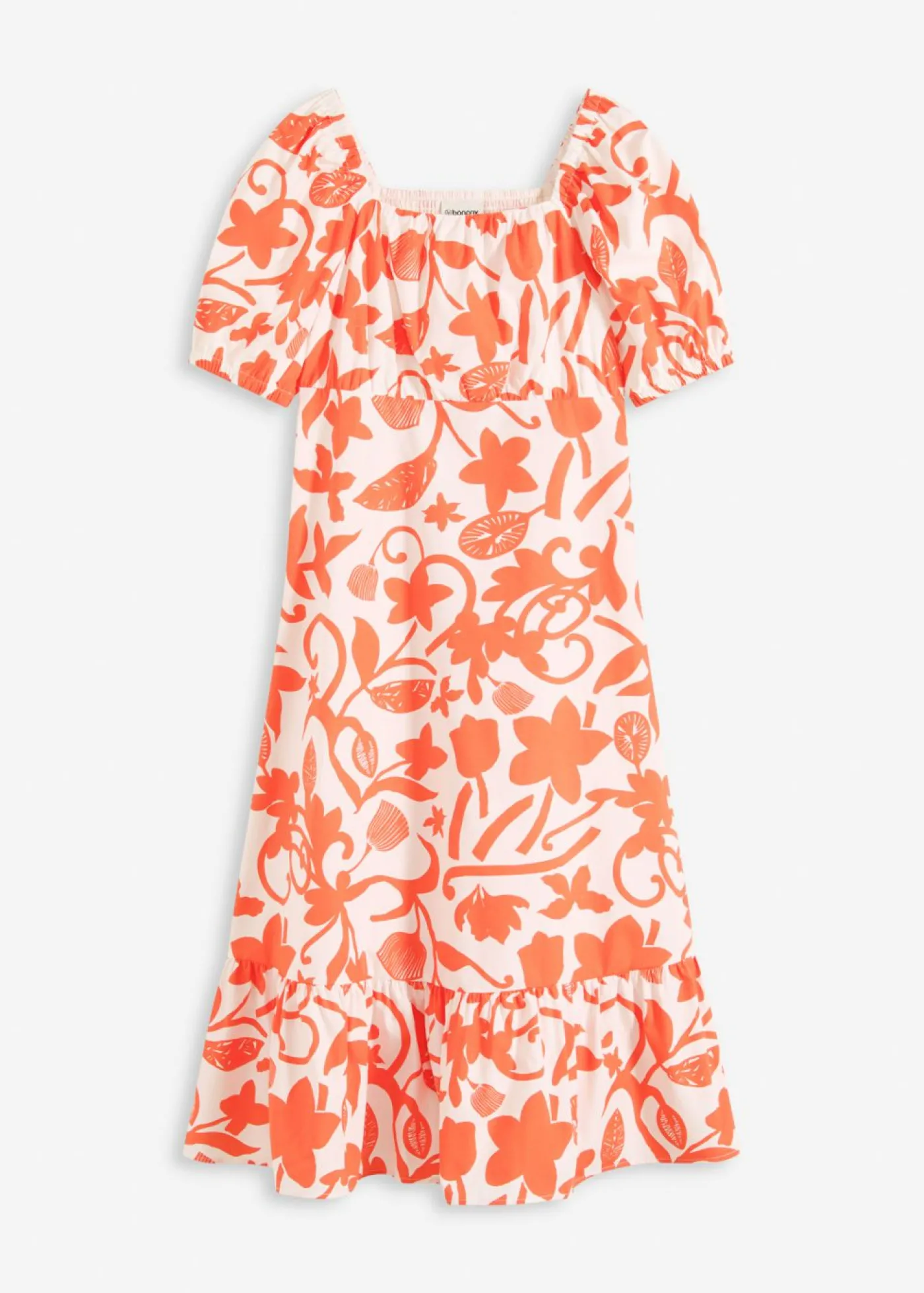 bonprix bonprix Vestido midi de algodón orgánico puro mango-blanco crema