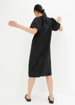 bonprix bonprix Vestido midi de algodón orgánico Negro Hot