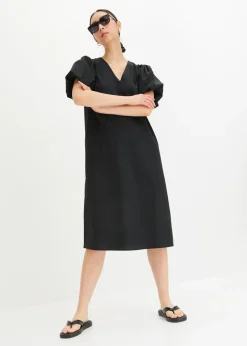 bonprix bonprix Vestido midi de algodón orgánico Negro Hot