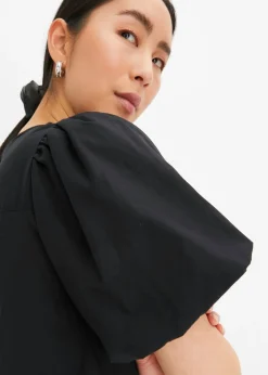 bonprix bonprix Vestido midi de algodón orgánico Negro Hot