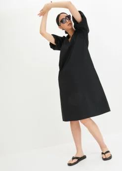 bonprix bonprix Vestido midi de algodón orgánico Negro Hot