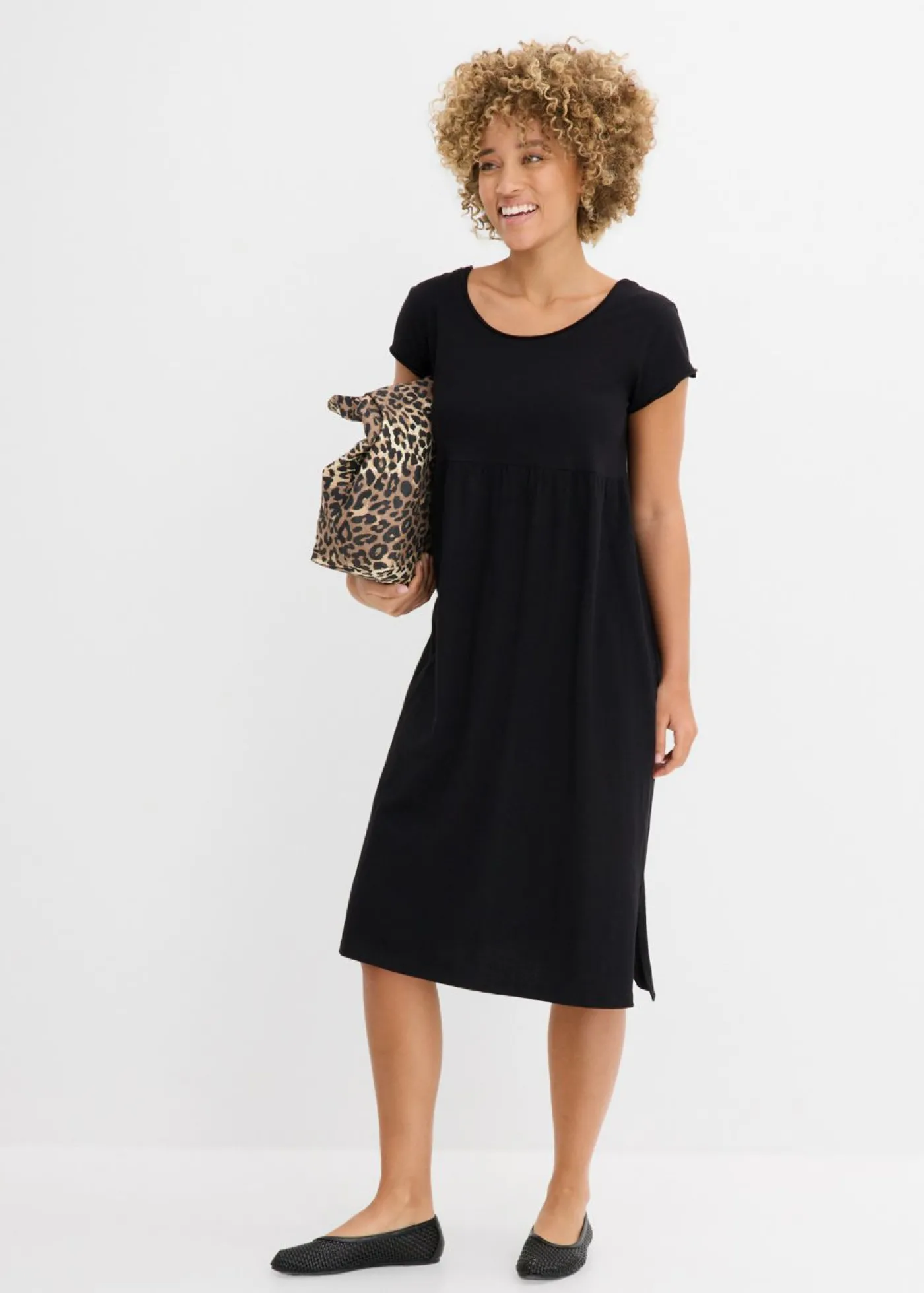 bonprix bonprix Vestido midi de algodón orgánico puro Negro Best