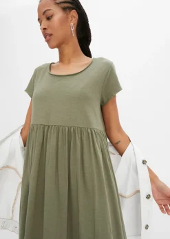 bonprix bonprix Vestido midi de algodón orgánico puro Verde oliva Outlet