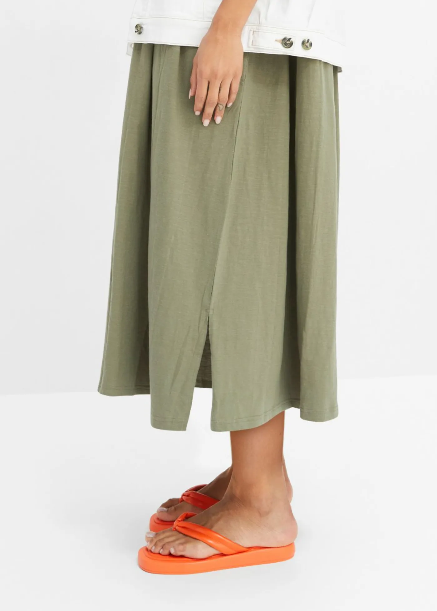 bonprix bonprix Vestido midi de algodón orgánico puro Verde oliva Outlet