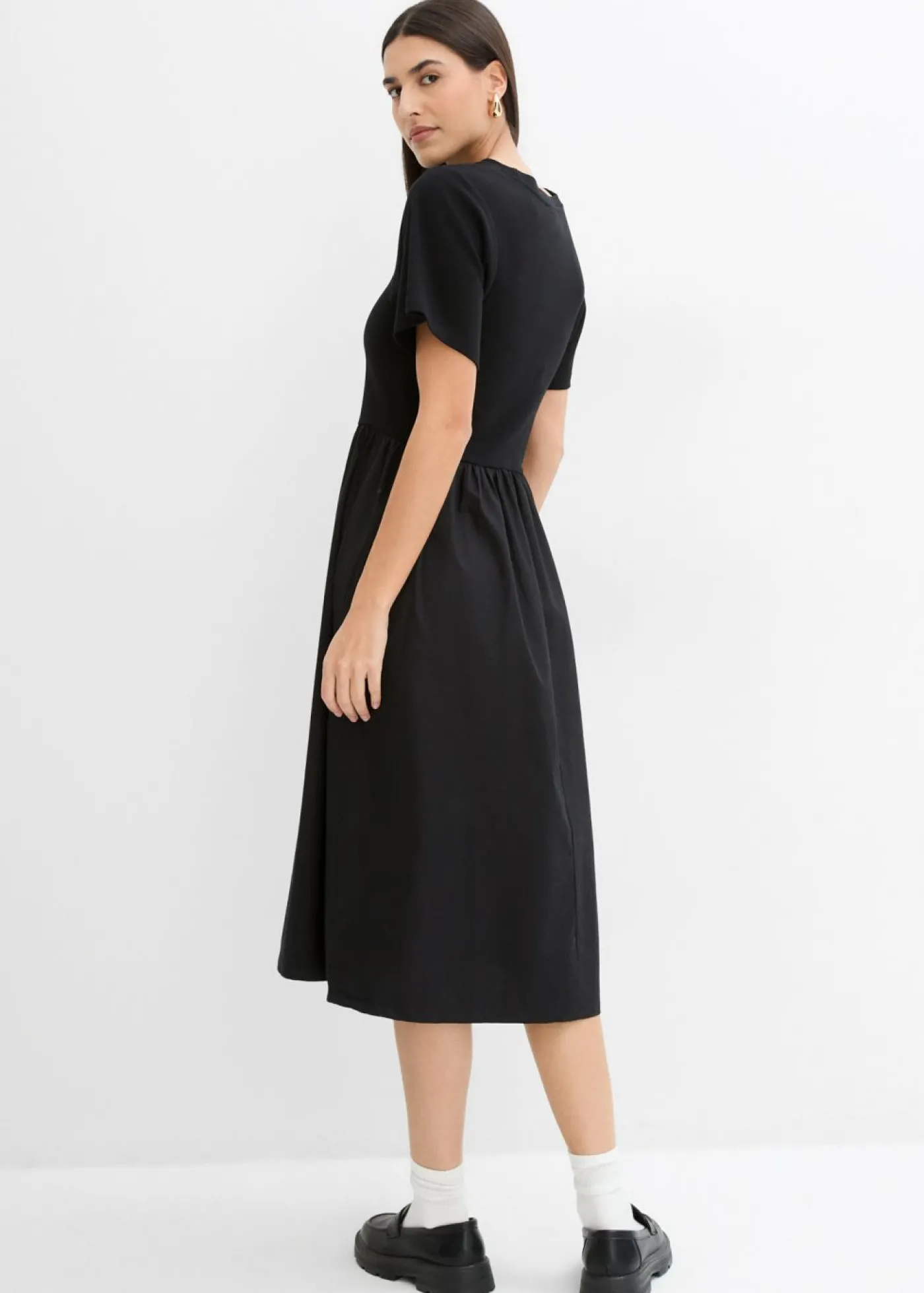 bonprix bonprix Vestido midi de algodón puro Negro New