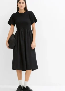 bonprix bonprix Vestido midi de algodón puro Negro New