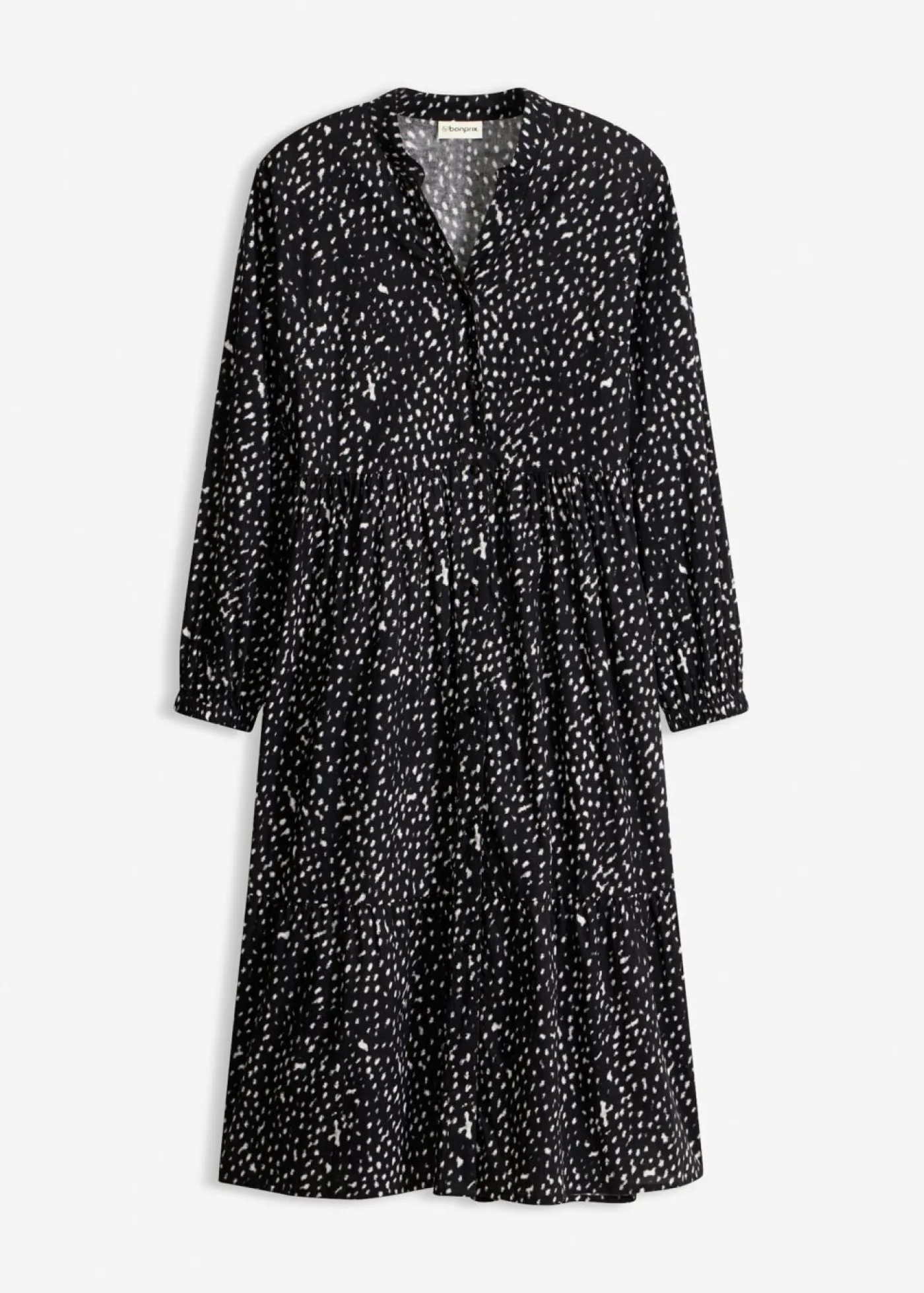 bonprix bonprix Vestido midi de algodón puro Negro-blanco lana Best