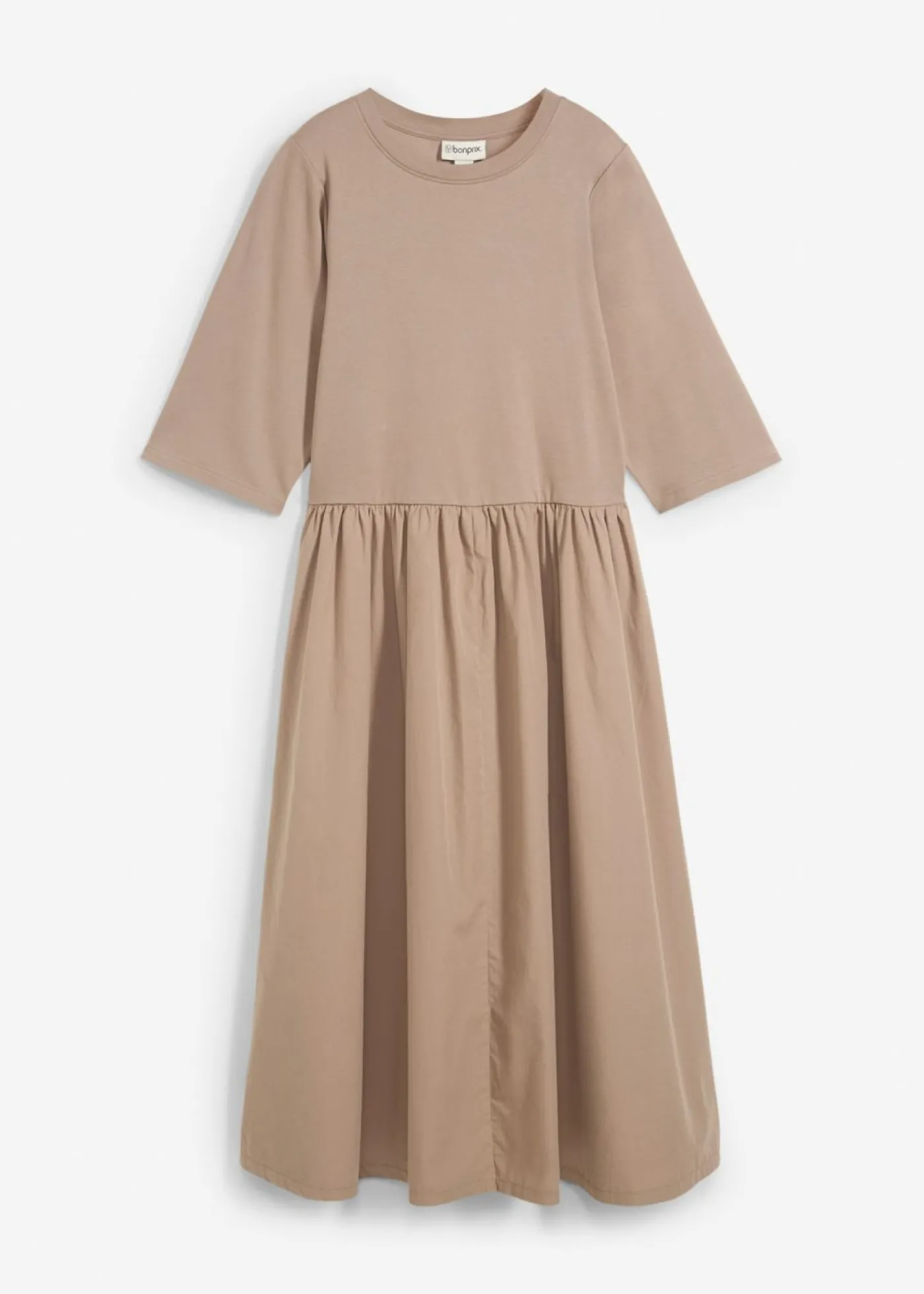 bonprix bonprix Vestido midi de algodón puro Marrón grisáceo Discount