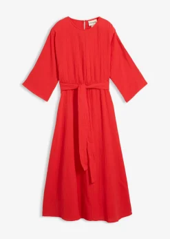 bonprix bonprix Vestido midi de algodón suave fresa Discount
