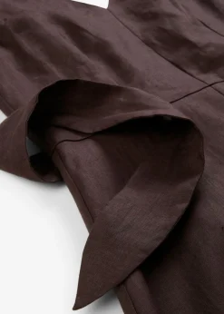 bonprix bonprix Vestido midi de lino puro Marrón oscuro New