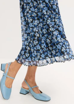 bonprix bonprix Vestido midi de malla estampado Azul con flores Discount