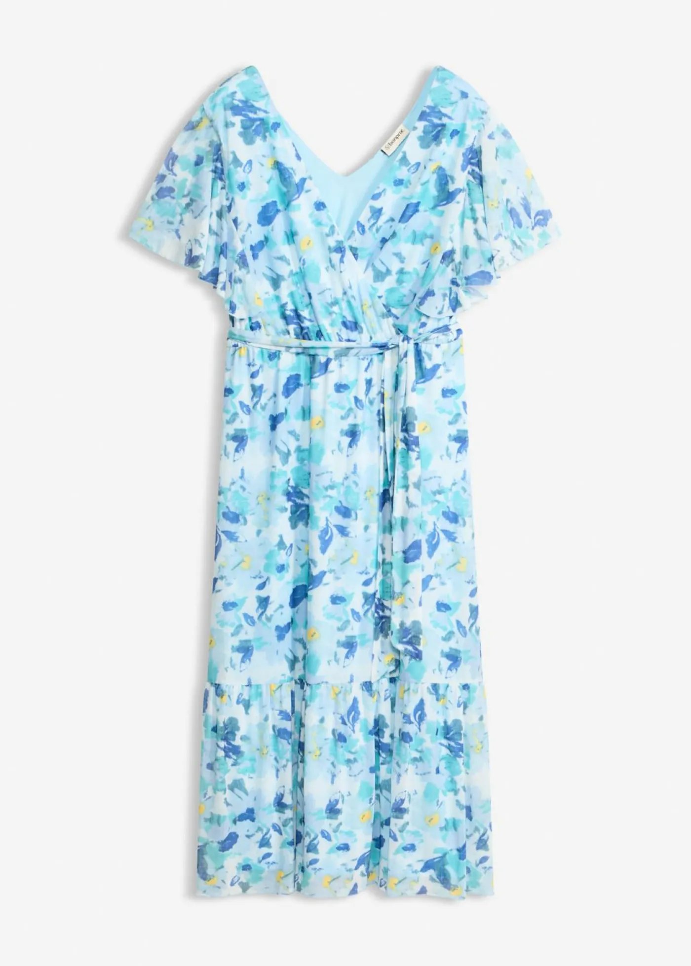 bonprix bonprix Vestido midi de malla suave Azul con flores