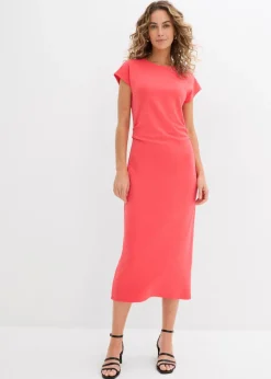 bonprix bonprix Vestido midi de mezcla de viscosa suave rosa paraíso Hot