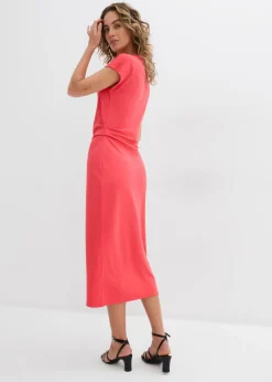bonprix bonprix Vestido midi de mezcla de viscosa suave rosa paraíso Hot